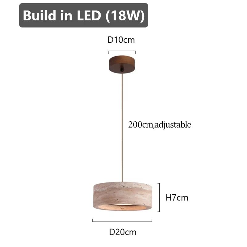 Suspension en travertin jaune avec LED réglable et télécommande - Lumeria