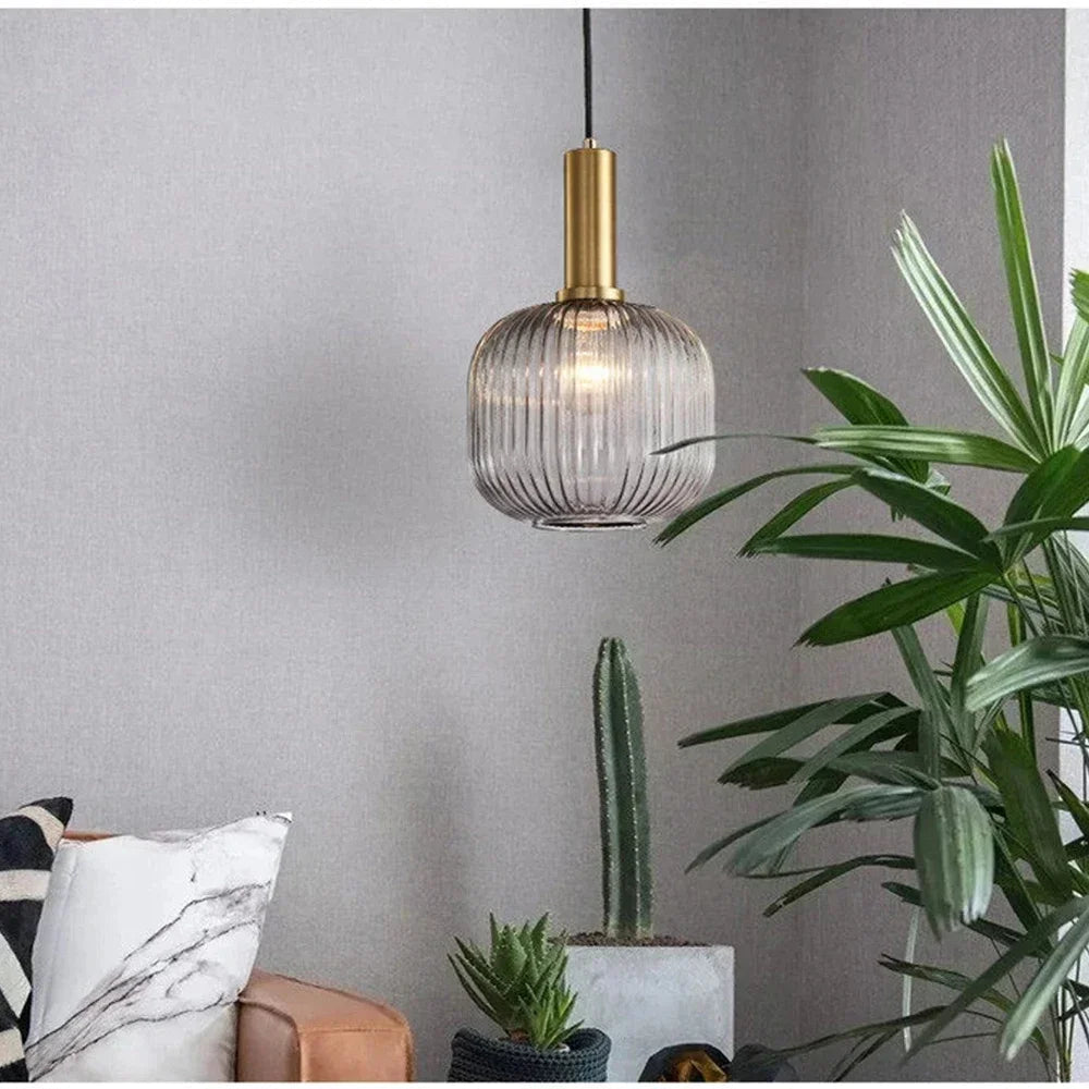 Suspension en verre fumé perforé avec câble réglable E27 - Lumeria