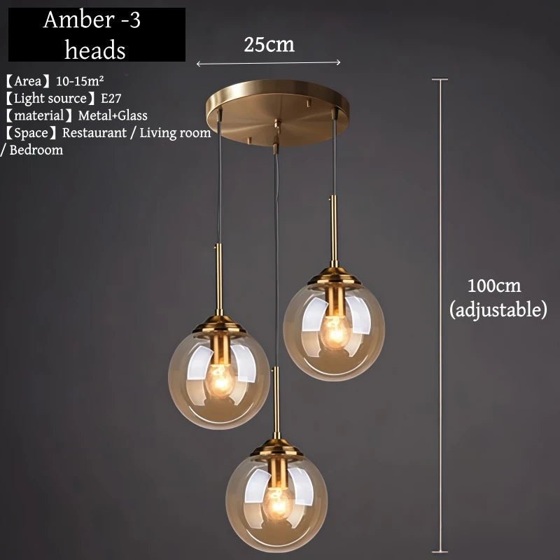 Suspension en verre fumé scandinave avec LED tactile intégrée - Lumeria