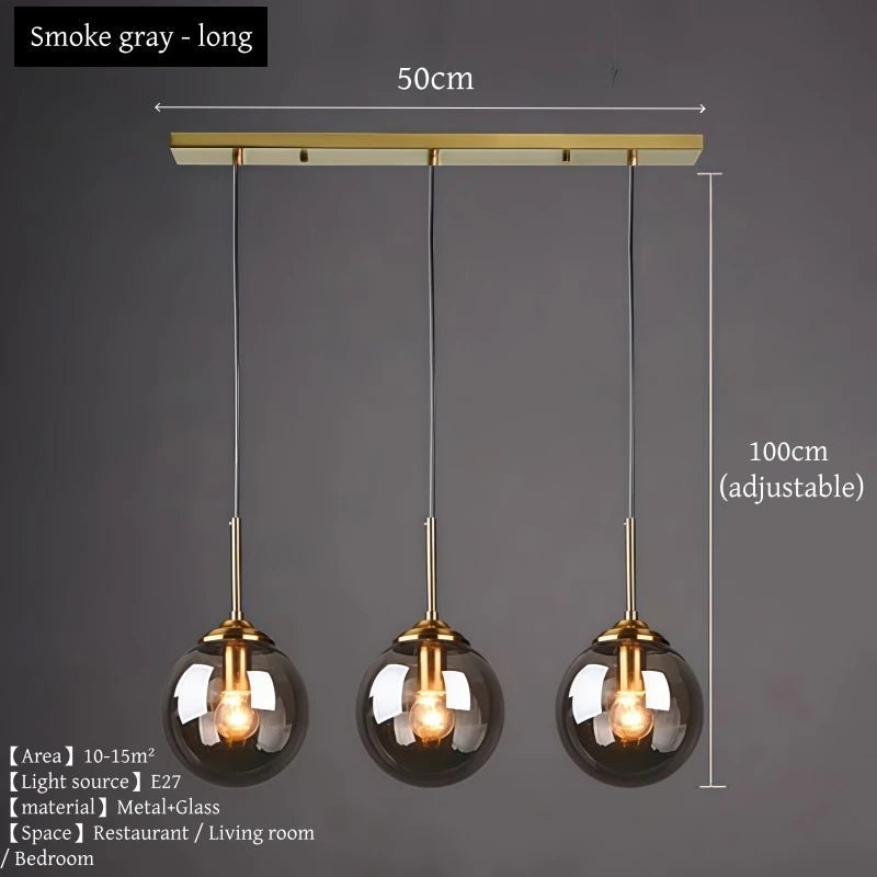 Suspension en verre fumé scandinave avec LED tactile intégrée - Lumeria