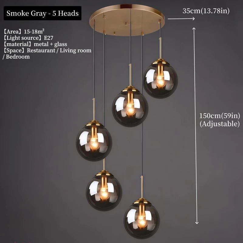 Suspension en verre fumé scandinave avec LED tactile intégrée - Lumeria