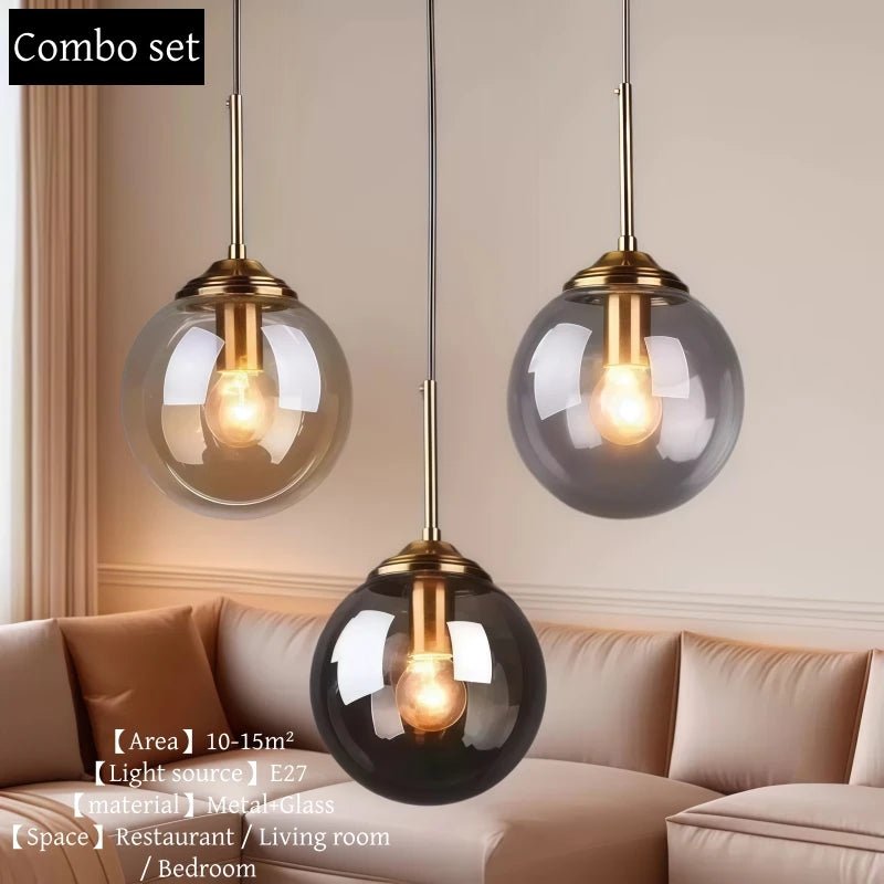 Suspension en verre fumé scandinave avec LED tactile intégrée - Lumeria