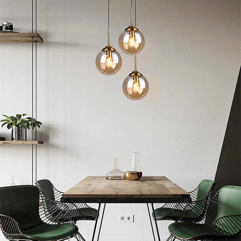 Suspension en verre fumé scandinave avec LED tactile intégrée - Lumeria