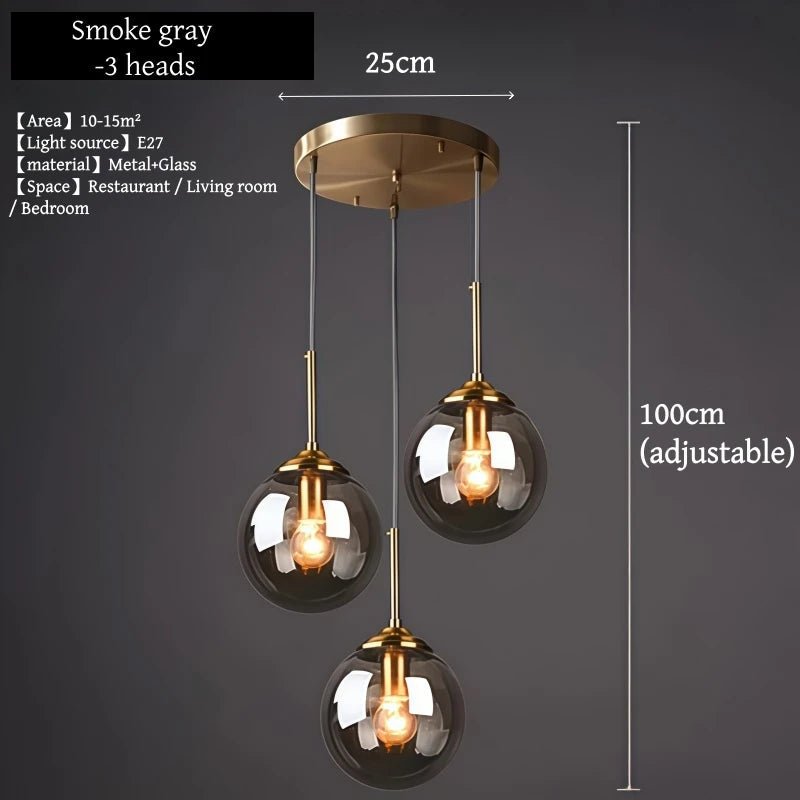 Suspension en verre fumé scandinave avec LED tactile intégrée - Lumeria