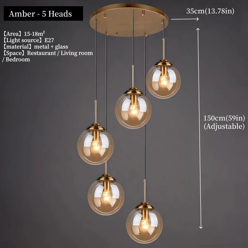 Suspension en verre fumé scandinave avec LED tactile intégrée - Lumeria
