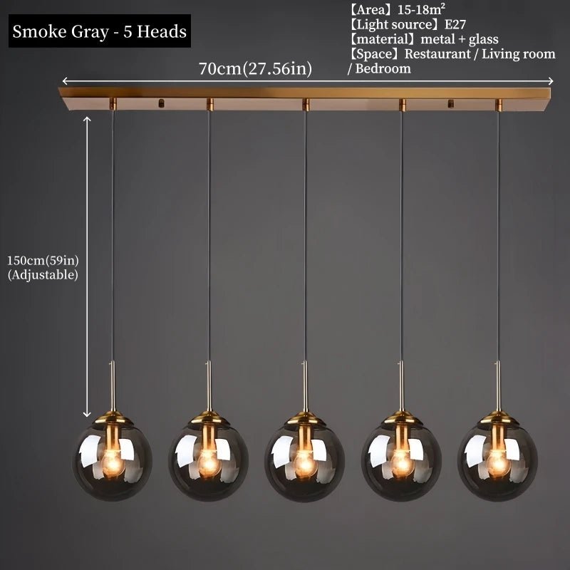 Suspension en verre fumé scandinave avec LED tactile intégrée - Lumeria