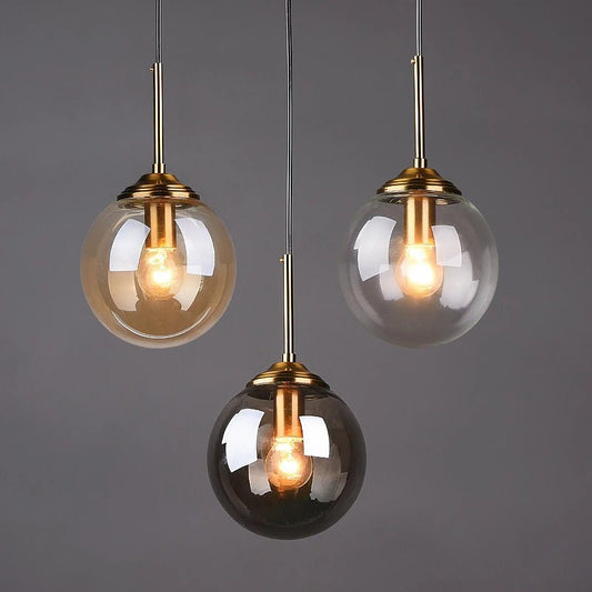 Suspension en verre fumé scandinave avec LED tactile intégrée - Lumeria