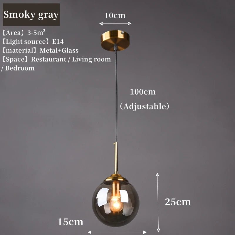 Suspension en verre fumé scandinave avec LED tactile intégrée - Lumeria