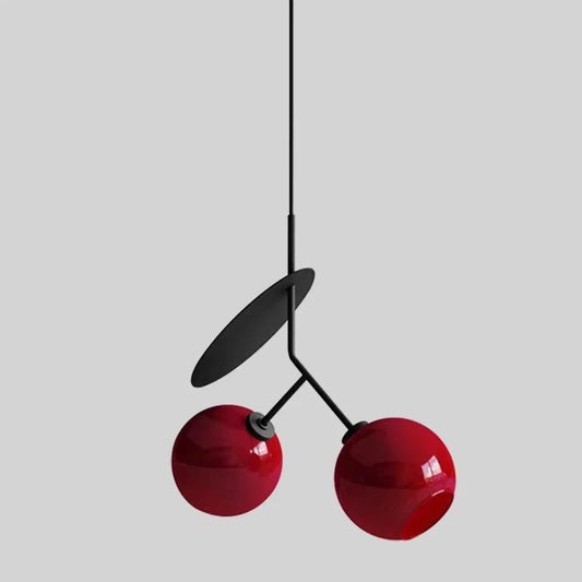 Suspension en verre soufflé forme cerise avec LED réglable - Lumeria