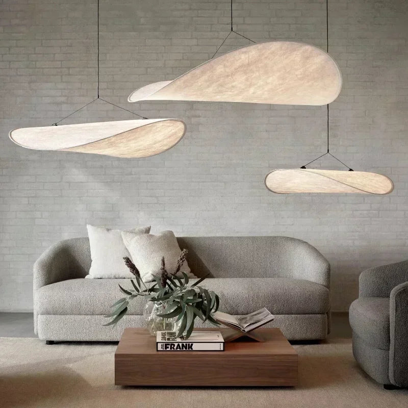 Suspension LED en tissu tricoté main avec télécommande style Art déco - Lumeria