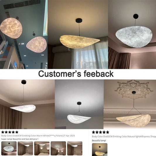 Suspension LED en tissu tricoté main avec télécommande style Art déco - Lumeria