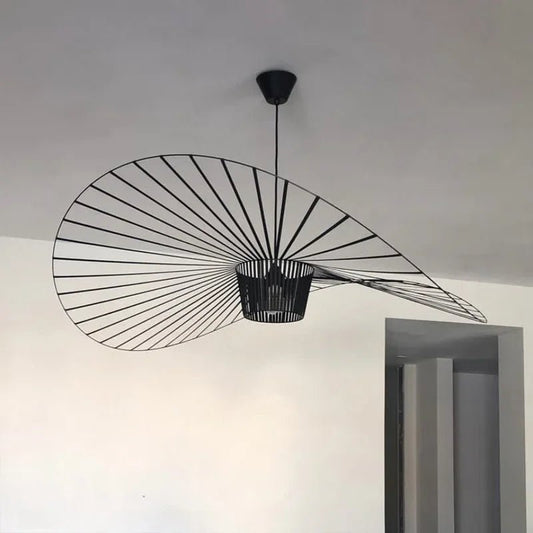 Suspension scandinave en paille avec abat - jour tissu et LED dimmable - Lumeria