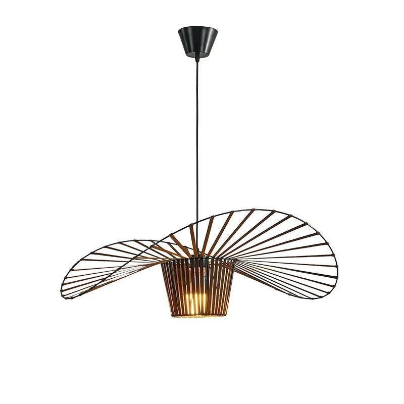 Suspension scandinave en paille avec abat - jour tissu et LED dimmable - Lumeria