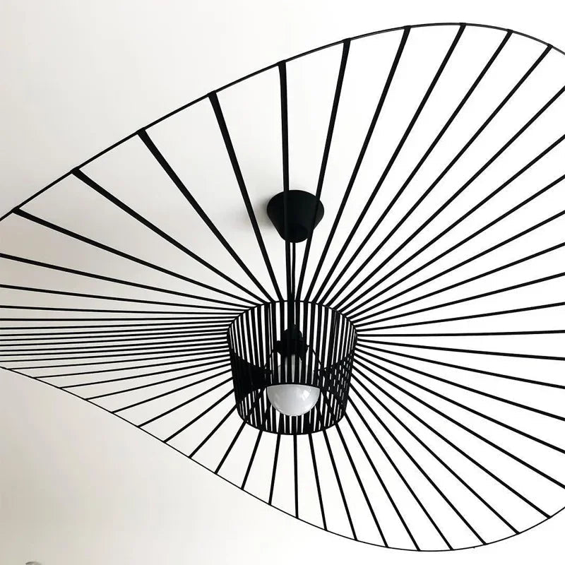Suspension scandinave en paille avec abat - jour tissu et LED dimmable - Lumeria