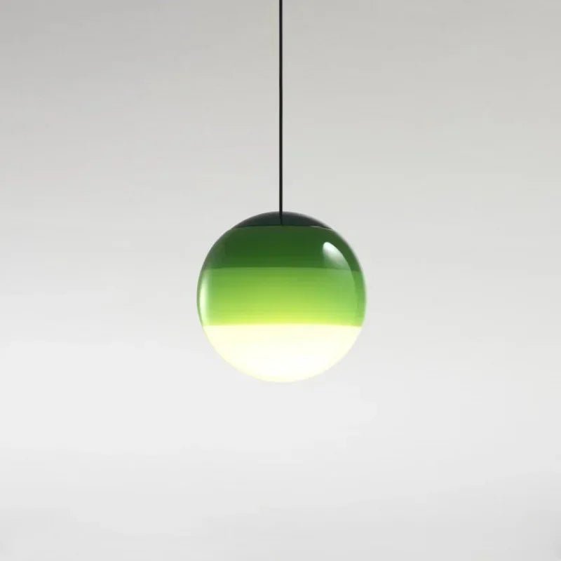 Suspension sphérique en pierre de verre teintée avec câble métal peint - Lumeria