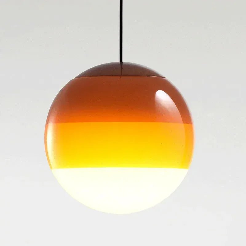 Suspension sphérique en pierre de verre teintée avec câble métal peint - Lumeria