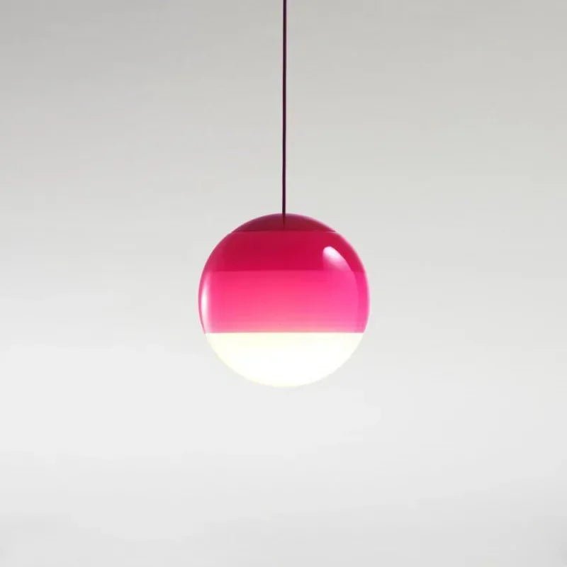 Suspension sphérique en pierre de verre teintée avec câble métal peint - Lumeria