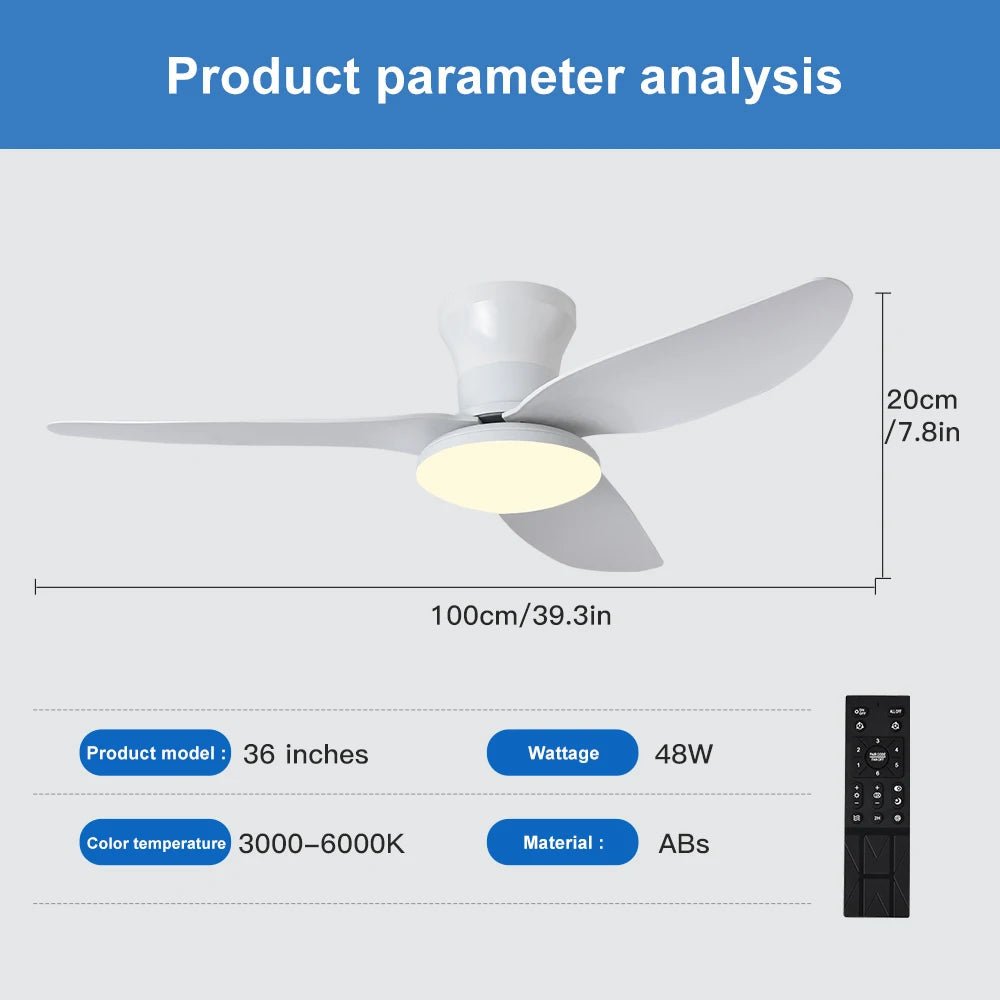 Ventilateur plafond LED avec lumière dimmable et télécommande moderne - Lumeria