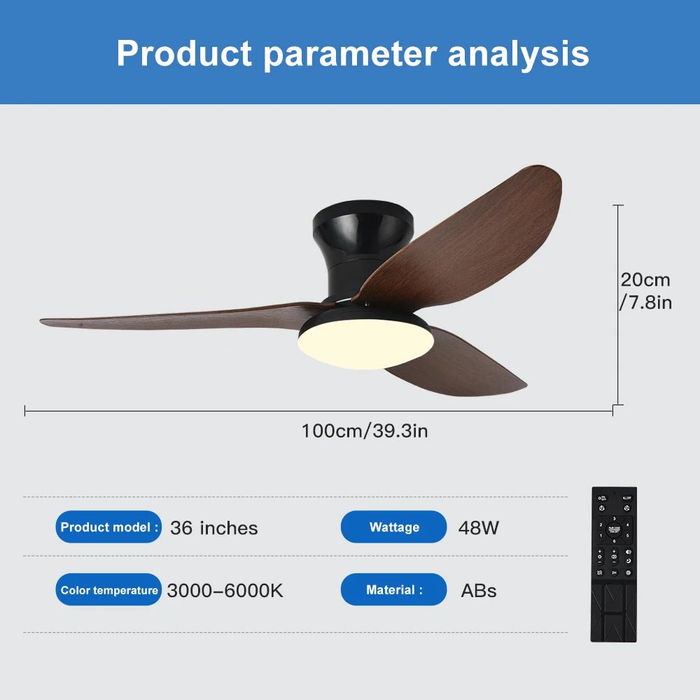 Ventilateur plafond LED avec lumière dimmable et télécommande moderne - Lumeria