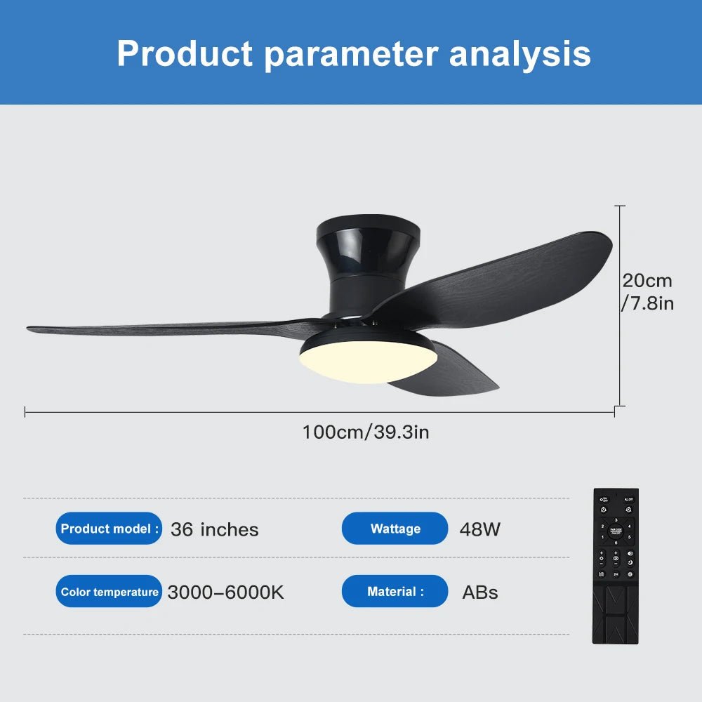 Ventilateur plafond LED avec lumière dimmable et télécommande moderne - Lumeria