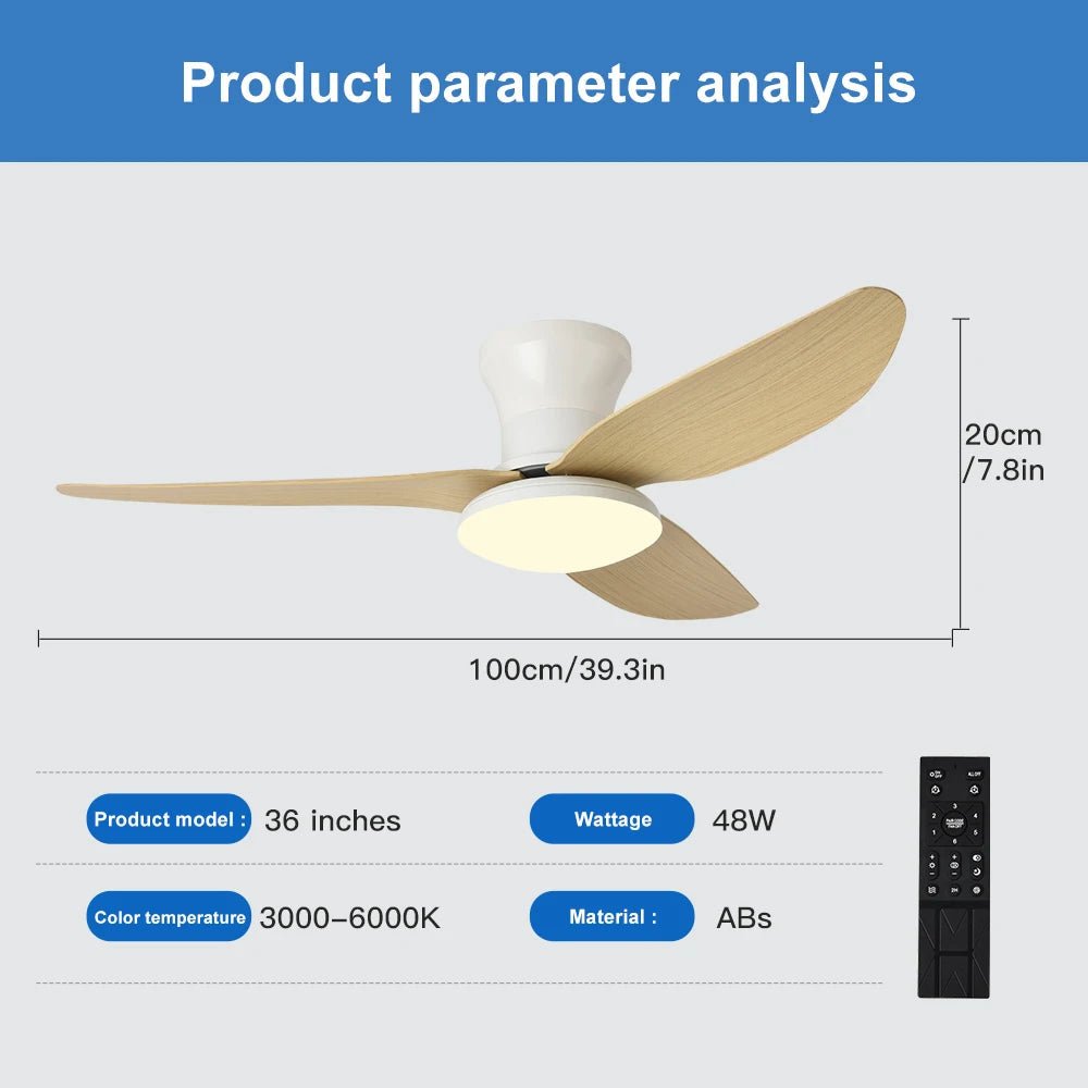 Ventilateur plafond LED avec lumière dimmable et télécommande moderne - Lumeria