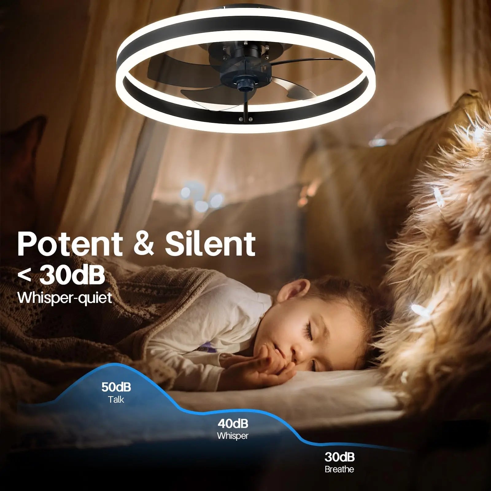 Ventilateur plafond LED contemporain Iralan avec lumière dimmable - Lumeria